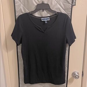 Karen Scott Women's 100% Cotton Black Short Sleeve Tee